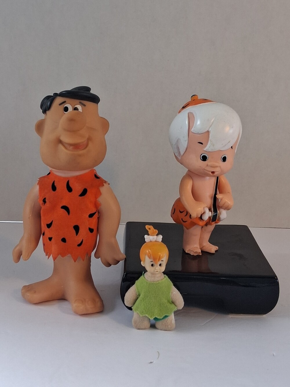 Vtg'72 Flintstones Toy Lot Kenner; Fred Flintstone & Bamm Rubble; Cloth Pebbles